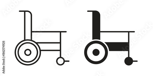 Wheelchair icons vector glyph flat style. Stroke with editable size icons