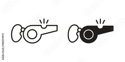 Whistle icons vector glyph flat style. Stroke with editable size icons