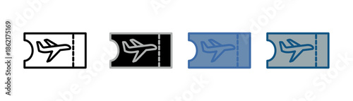 
plane ticket icon set multiple style collection with plane ticket design