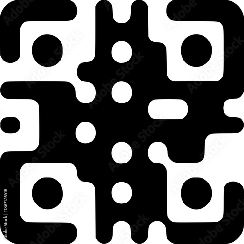 Digital Code: A close-up illustration of a QR code, composed of intricate patterns and geometric shapes, represents the future of instant data access and connectivity.