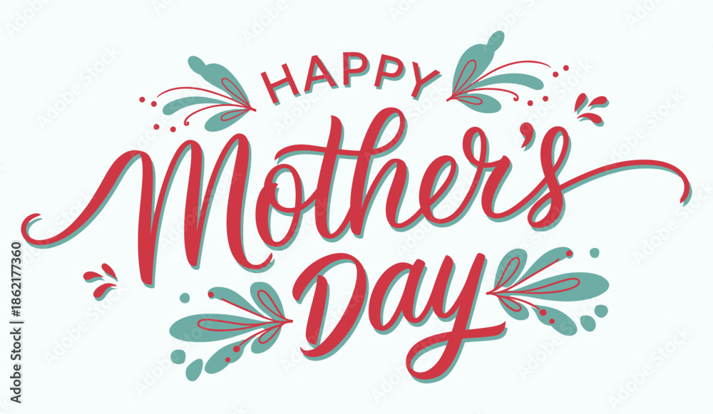 Obraz premium Happy Mother's Day Typography Text Design with Floral Elements Vector Illustration