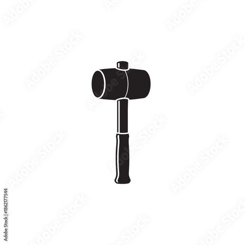 Black silhouette of a rubber mallet on a white background hammer tool