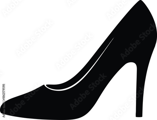silhouette icon of a pair of high-heeled Formal Shoes. eps Black leather high heels footwear, an elegant fashion accessory
