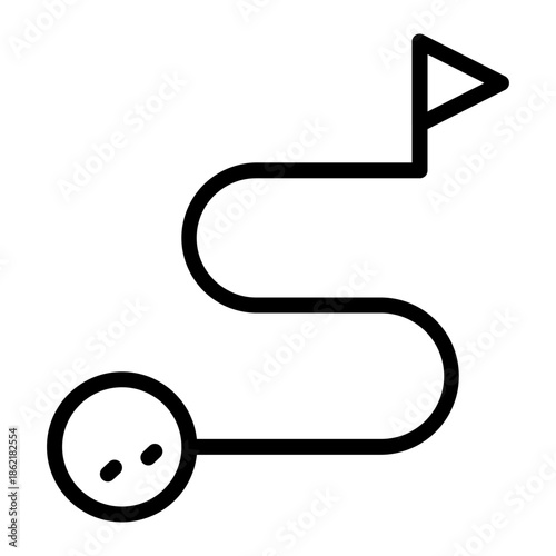 Golf Swing Path Vector Line Icon Design