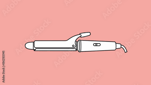Modern hair straightener on pink background for beauty routines