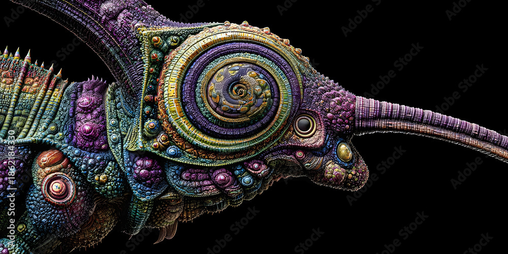 Naklejka premium Biomechanical Insectoid Creature in Vivid Detail, ai generated.