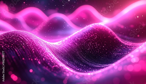Abstract Pink Waves with Sparkling Particles and Cosmic Background.