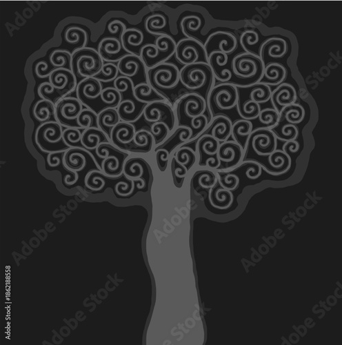 Stylised tree illustration; floral icon