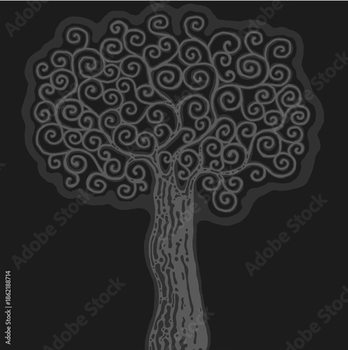 Stylised tree illustration; floral icon