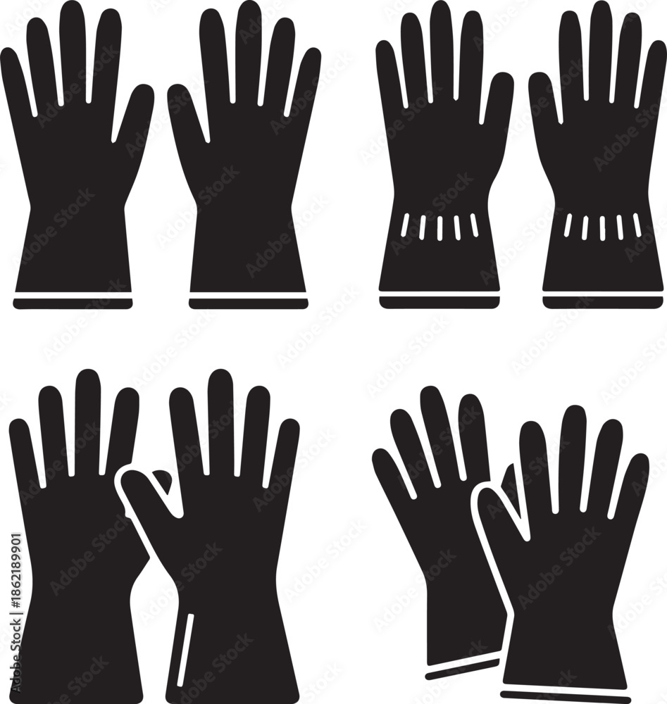 Obraz premium Multiple pairs of protective rubber gloves for cleaning and household tasks