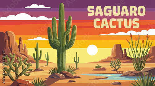 towering saguaro cactus stands tall in the Sonoran Desert, symbolizing resilience, arid ecosystems, and the iconic desert scenery of the southwestern United States