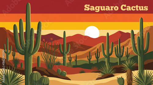 towering saguaro cactus stands tall in the Sonoran Desert, symbolizing resilience, arid ecosystems, and the iconic desert scenery of the southwestern United States