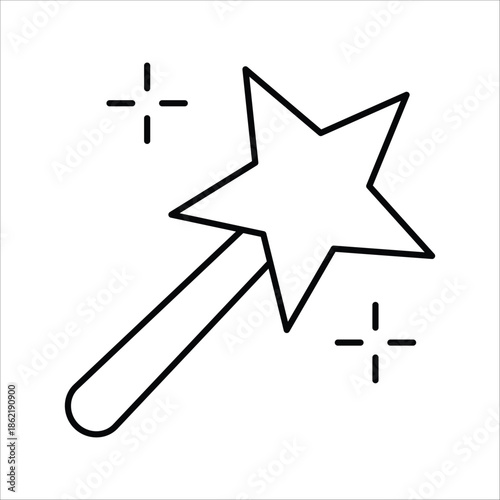 Whimsical enchantment vector illustration of a sparkling magic wand, symbolizing wishes, dreams, and the power of imagination
