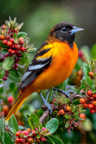 Baltimore oriole perched