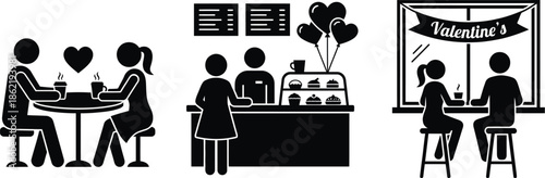 Couple having coffee in cafe on Valentine's Day vector