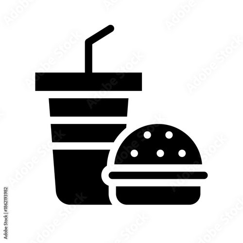 Fast food burger and soda drink cup vector icon