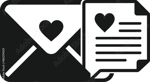 Love letter and envelope icon vector in flat design style