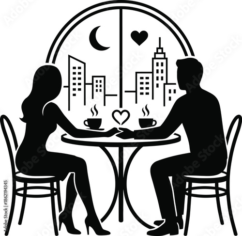 Couple having coffee in cafe on Valentine's Day vector