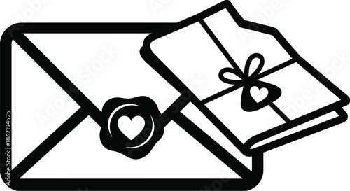 Love letter and envelope icon vector in flat design style