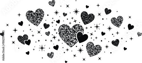 Heart confetti scattered on white background vector illustration