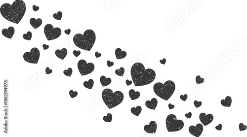Heart confetti scattered on white background vector illustration