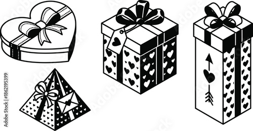 Gift box isometric vector illustration for Valentine's Day