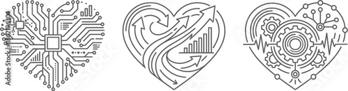 Heart infographic elements with abstract shapes and vector design