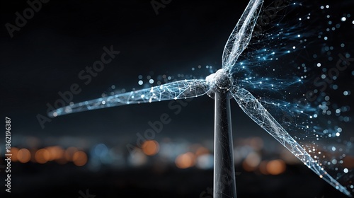 Digital Network Connection Wind Turbine Renewable Energy Abstract Illustration
