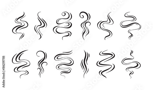 Smoke, aroma lines icon. Doodle Wavy Smoke lines symbol sketch style hand drawn