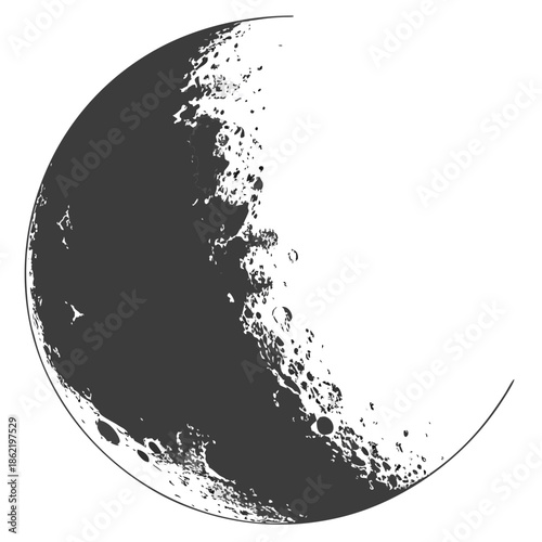 Moon Phase with Earth Shadow lunar surface craters