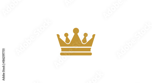 Simple golden crown icon isolated on a white background for royalty, luxury, leadership, and success related graphic design.