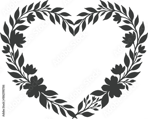 Heart wreath with watercolor floral elements vector design