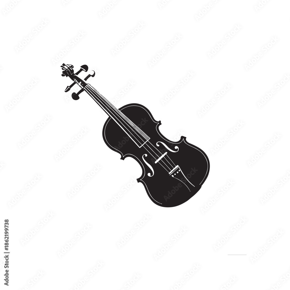Fototapeta premium A classic brown violin with a bow isolated on a clean white and black background
