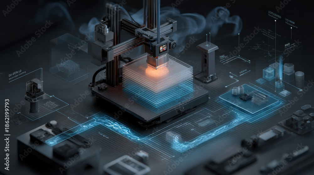 Fototapeta premium Advanced manufacturing technology with innovative automation systems for modern industry, high precision robotics, digital transformation, and efficient factory solutions