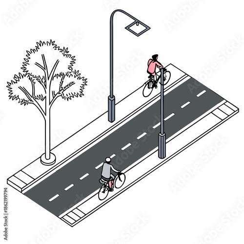 Cyclists on a city path