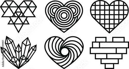 Heart Shapes Abstract Geometric Vector Collection
