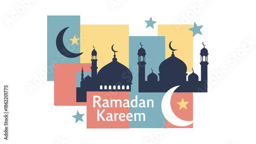 Ramadan Kareem Celebration Takes Place At Mosque With Starry Night Sky