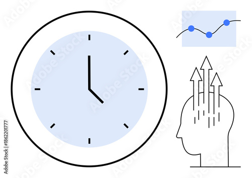 Time management concept. Time through a clock highlighting growth, productivity, and mental efficiency. Effective time management boosts decision-making and task prioritization. Great for business