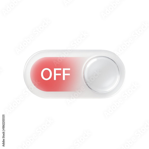 3D red off toggle switch button icon for system settings