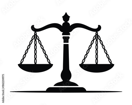 Scales of justice symbol represents the concept of legal fairness.