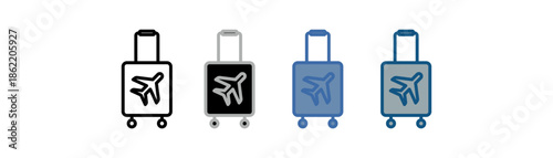 
Travel icon set multiple style collection with suitcase and airplane designs