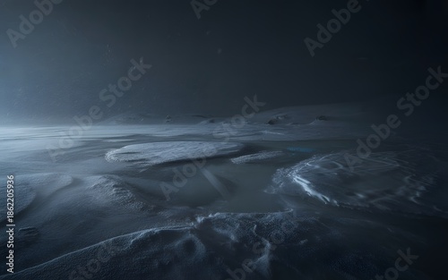 An abstract shot of ground and mountain with blizzard on a cold weather gives us mood that makes it look very lonely and isolated but also calm at same time