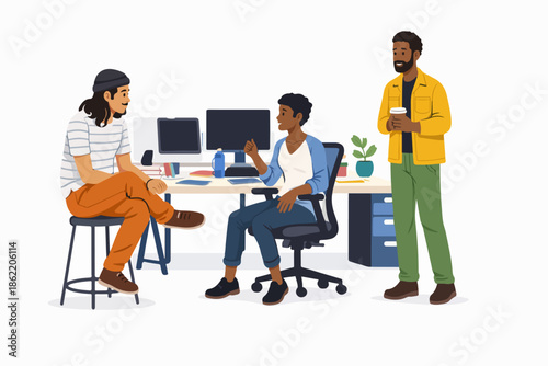 Young colleagues working on a new project in an office environment.