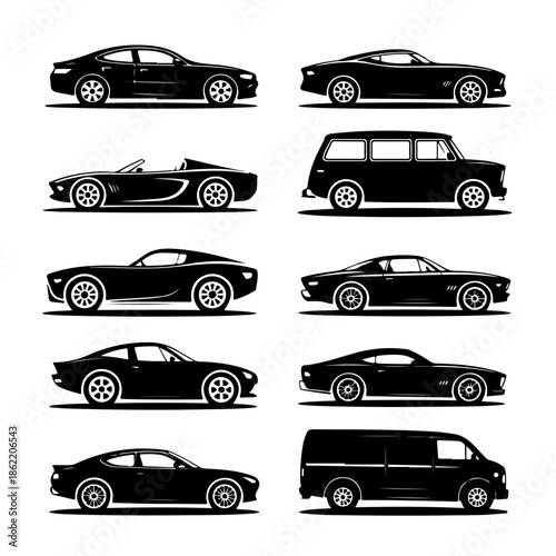 Modern Car Silhouette Collection

Vehicle Side View Icon Set

Urban Transport Car Silhouettes