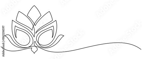 Vector illustration of a Lotus with line art style
