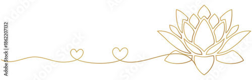 Golden lotus with heart shapes