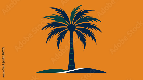 Minimalist vector silhouette of a palm tree, symbol of Arabian heritage and dates fruit source