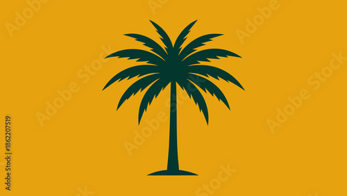 Minimalist vector silhouette of a palm tree, symbol of Arabian heritage and dates fruit source