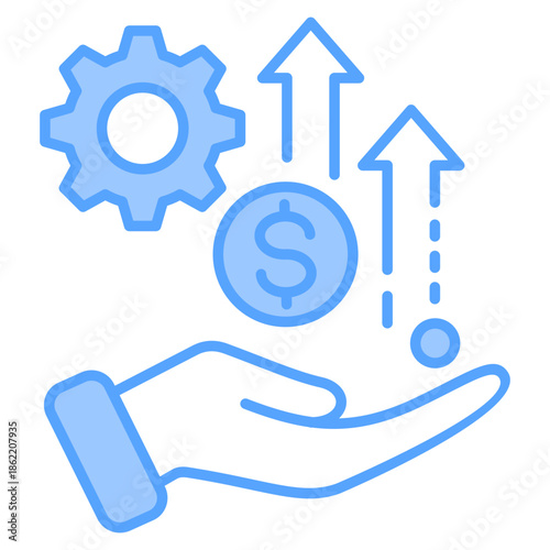 Monetization Blue Icon Vector Illustration
