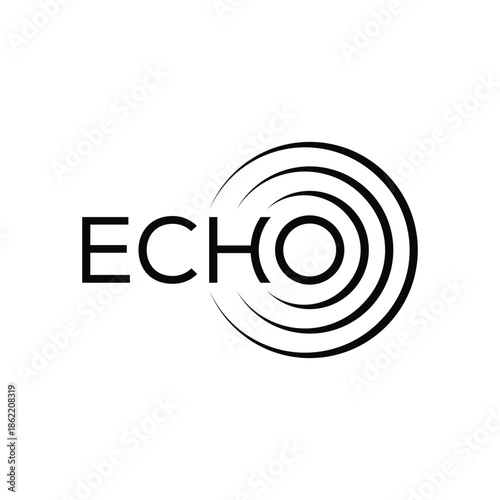 Minimalist text echo logo design, typography echo logo graphic, word mark echo logo symbol vector, circle round icon concept